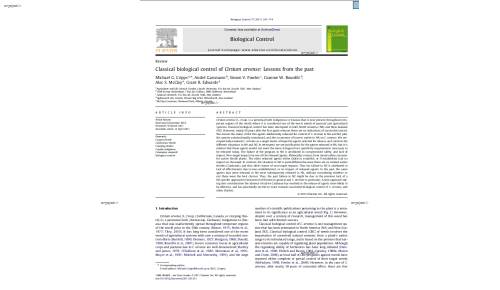 Classical biological control of Cirsium arvense: Lessons from the past